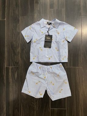 Versace NWT Baby Boy's Poplin Shirt & Shorts Set